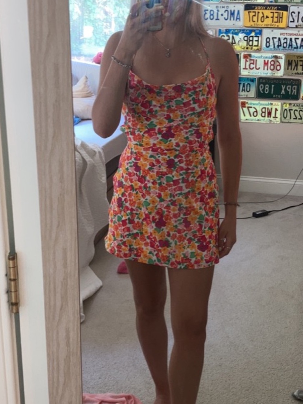 Princess Polly Multi-Color Floral Spaghetti-Strap Mini Dress